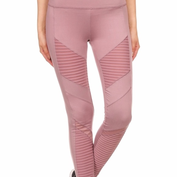 Shosho Pants - Shosho Moto Legings with Mesh Panels Pink